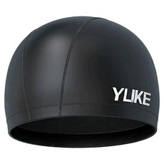YUKE 透氣速乾PU大頭圍成人防水泳帽, 黑色, 1個