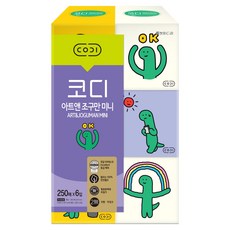코디 아트앤 조구만 미니 미용티슈 2겹, 250개입, 6개