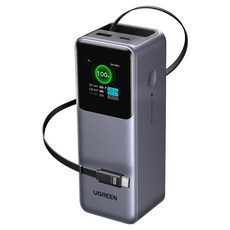 유그린 넥소드 릴케이블 시리즈 PD PPS 대용량 165W 고속충전 보조배터리 20000mAh, 그레이, PB726