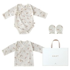 BABY&I 新生兒用新生兒連身衣 + 上衣 + 防抓手套禮盒組 + 提袋