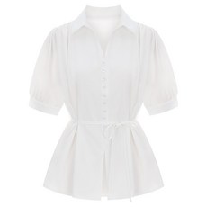 티뷰 카라 스트랩 실키 블라우스 V6B-CBL012