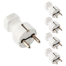 블링라이트 국내산 일자형 접지 플러그 5p 세트 16A 250V, 화이트, 1세트, 7cm