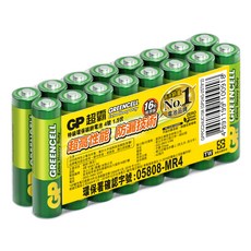 GP Batteries 超霸 4號綠能特級碳鋅 AAA電池, 1套, 16個裝