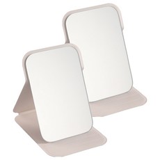 코레시스 접이식 휴대용 가죽 탁상거울 접이식 가죽 거울 M 11 x 16.5 cm 2p, 화이트