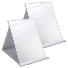 코레시스 접이식 휴대용 가죽 탁상거울 직각 가죽 거울 L 18 x 24 cm 2p, 화이트