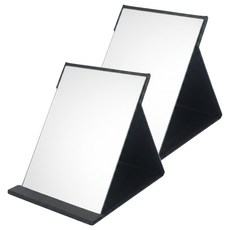 코레시스 접이식 휴대용 가죽 탁상거울 직각 가죽 거울 L 18 x 24 cm 2p, 블랙