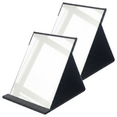 코레시스 접이식 휴대용 가죽 탁상거울 직각 가죽 거울 M 15 x 20 cm 2p, 블랙