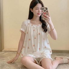 2Estar 女性涼感方領睡衣上衣 下身