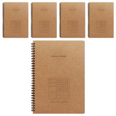 OXFORD 노트 크라프트 스프링노트 A5 좌철 60매 오답, 혼합색상, 5개