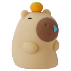 아트조이 미니 카피바라 말랑말랑 실리콘 무선 충전 터치 밝기조절 LED 인테리어 무드등, 아이보리
