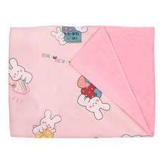 OhBabyLying 讓寶寶躺躺 拉鍊式全包覆床罩 適用尺寸120 x 60cm, 加絨粉底蛋糕兔, 1個