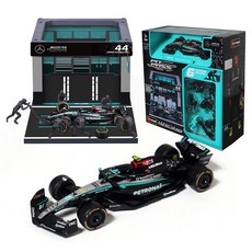 브라고 피트 패스 1:43 F1 차고조립 + 44번 레이싱카 메르세데스 W15 Team 세트, 혼합색상, 1세트