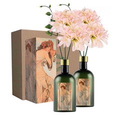 라플로리아 꽃 디퓨저 500ml x 2p + B3 달리아 pink 4p + 잎파리 L12 2p 세트, 2개, S1 블랙체리 향