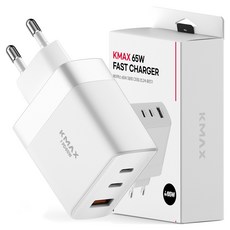 케이맥스 65W PD 3포트 C타입 초고속 충전기, 1개, 화이트 1개, 화이트