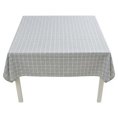 미네릭 방수 방유 PVC 식탁보, 그레이 체크, 1개, 90 x 90 cm
