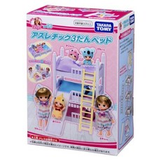 TAKARA TOMY Licca 莉卡娃娃 LF-06 三胞胎嬰兒床 LA91292, 混和顏色, 1套