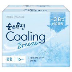 순수한면 쿨링브리즈 생리대, 1개, 16개입, 중형