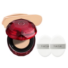 TIRTIR Mask Fit 紅寶石網紗氣墊粉餅 15g + 粉撲 2入組, 21N 象牙白, 1套