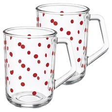 바칠레 편안한 손잡이 머그컵 350ml, 플레임 스칼렛, 2개