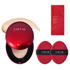 TIRTIR 持妝服貼紅氣墊粉餅 + 補充蕊 + 粉撲 2入組, 17C 瓷白色, 1個