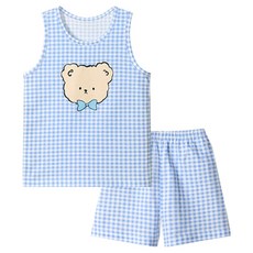 유니프랜드 체크곰 민소매 내의 상하의 세트