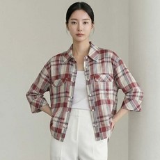 凡妮莎賓 女款七分格紋襯衫 v01526ss