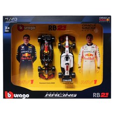브라고 1:43 F1 레이싱카 2종 세트, 레드불 RB21 ONLY 1번 V, 1세트