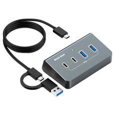 베이직기어 버티컬 C타입 4포트 USB 3.0 허브 + 케이블 1.4m 세트, 혼합색상, 1세트