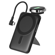어반어스 Qi2 호환 PD 22.5W 고속충전 갤럭시 애플워치 거치대 맥세이프 보조배터리 10000mAh, 블랙, UB-Q2AD23W10