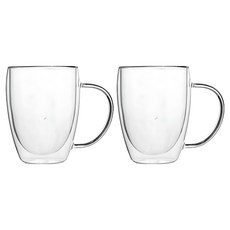 스택잇 이중 유리컵 머그컵 350ml, 2개 2개