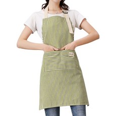 다퍼남 스트라이프 레트로 감성 면 앞치마, 그린, 1개