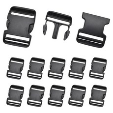 코오미 원터치 똑딱 플라스틱 가방 벨트 버클 6W0216 50mm, 12개, 블랙