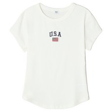 스파오 여성용 U S A 슬림핏 반팔 티셔츠