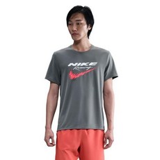 NIKE 耐吉 Miler Dry-Fit UV 跑步上衣, 煙燻灰