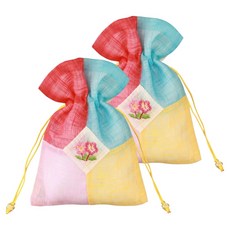 모던앳 꽃자수 조각보 용돈 복주머니, 노랑, 2개 노랑, 2개