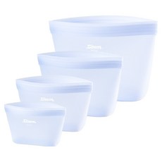 Sisem 可微波白金矽膠三重密封容器 矽膠夾鏈袋 350ml + 650ml + 1200ml + 2000ml 套組