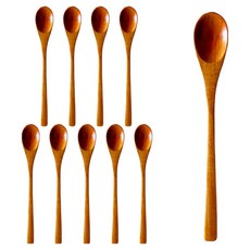 황옻칠 원목 롱티스푼, 옐로우, 10개