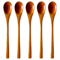 황옻칠 원목 롱티스푼, 옐로우, 5개