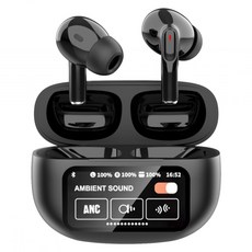DTAudio Bluetooth 5.4 ANC主動降噪 入耳式 無線耳機 全彩觸控螢幕 13mm石墨烯振膜 ENC通話降噪 空間音效 通透模式 12H Playtime 黑色 DTA-A9
