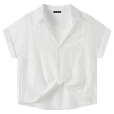 Bonispax 女款開領扭結短袖襯衫 XQ2BA027L0