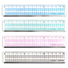 모닝글로리 컬러 커팅 방안자 15cm 4종 세트, 블루, 그린, 핑크, 블랙, 1세트