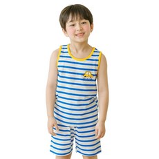 Maykids 童款黃色小車竹節棉無袖背心+短褲套裝