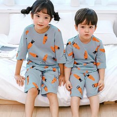 메이키즈 아동용 에이스 캐럿 변화지 7부 상의 + 하의 세트