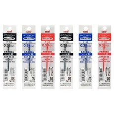 제트스트림 3색 볼펜 리필 0.38mm SXR-80 3종 x 2p 세트, 흑색, 청색, 적색, 1세트