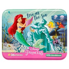 HUNDRED PICTURES 百耘圖 Disney Princess 小美人魚 鐵盒拼圖 HPD-BX036018 18 x 12cm, 混和顏色, 1個, 36片