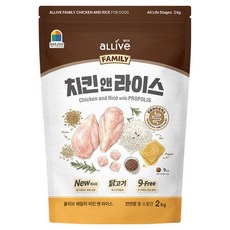 대주펫푸드 전연령 강아지 올리브 패밀리 사료, 2kg, 1개, 닭+쌀