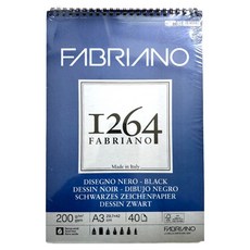 FABRIANO Boutique 1264 64BS03 19100653 Black Paper-Spiral 200g m2 297 x 420 mm, A3, 1個, 40張