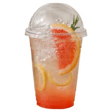 요리를그리다 투명 PET 아이스 컵 410ml + 돔 뚜껑 세트, 20세트