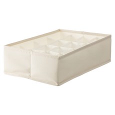 LazyCorner 懶角落 布藝貼身衣物收納盒, 米色 16格, 1個