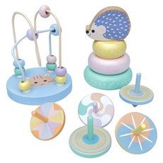 teamson kids 小手手肌肉訓練三合一玩具組 刺蝟 + 貓咪 + 陀螺, 混和顏色, 1套